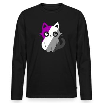 Niedliche Ace Cat Asexual Pride Month Niedliche Kawaii LGBT - Männer Premium Bio Langarmshirt - Schwarz - Vorne - Nico (187cm)