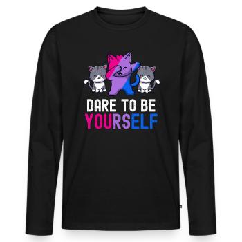 Osez être vous-même Mignon Bisexuel Bi Pride Mois - T-shirt manches longues Premium bio Homme - noir - Devant - Nico (187cm)