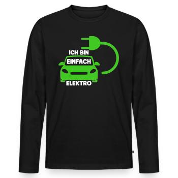 Ich bin einfach Elektro lustige Elektroauto Spruch - Männer Premium Bio Langarmshirt - Schwarz - Vorne - Nico (187cm)
