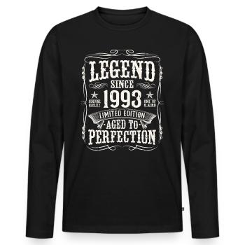 Legend 1993 Vintage Birthday Gift - Men's Premium Organic Long Sleeve Shirt - black - Front - Nico (187cm)
