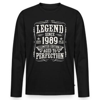 Legend 1989 Vintage Birthday Gift - Men's Premium Organic Long Sleeve Shirt - black - Front - Nico (187cm)