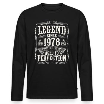 Legend 1978 Vintage Birthday Gift - Men's Premium Organic Long Sleeve Shirt - black - Front - Nico (187cm)