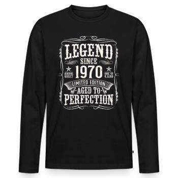 Legend 1970 Vintage Cadeau d’anniversaire - T-shirt manches longues Premium bio Homme - noir - Devant - Nico (187cm)