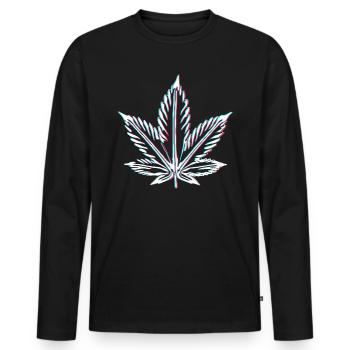 Feuille de cannabis Ganja - T-shirt manches longues Premium bio Homme - noir - Devant - Nico (187cm)