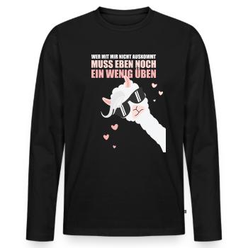 Lama: Wer mit mir nicht auskommt, muss noch üben - Männer Premium Bio Langarmshirt - Schwarz - Vorne - Nico (187cm)