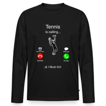 Le tennis m'appelle et je dois y aller - T-shirt manches longues Premium bio Homme - noir - Devant - Nico (187cm)