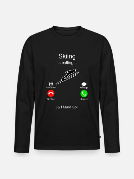 Ski ringer til mig, og jeg må gå - Premium økologisk langærmet T-shirt til mænd - sort