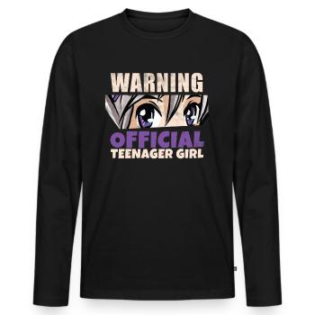 Avertissement: Official teenage girl - T-shirt manches longues Premium bio Homme - noir - Devant - Nico (187cm)