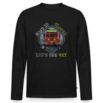 Straße ist gesperrt - Geländewagen - Männer Premium Bio Langarmshirt - Schwarz - Vorne - Nico (187cm)