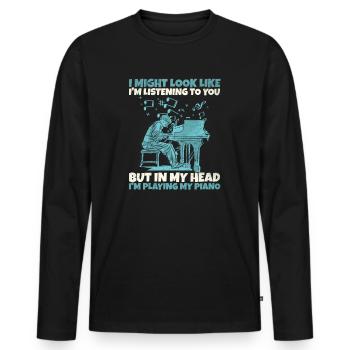 I play piano. Piano player and pianist - Men's Premium Organic Long Sleeve Shirt - black - Front - Nico (187cm)