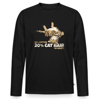 80% Baumwolle, 20% Katzenhaare - Na und? - Männer Premium Bio Langarmshirt - Schwarz - Vorne - Nico (187cm)