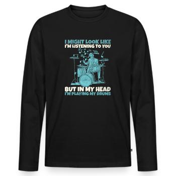 Je ressemble à ça ... déclaration du batteur - T-shirt manches longues Premium bio Homme - noir - Devant - Nico (187cm)