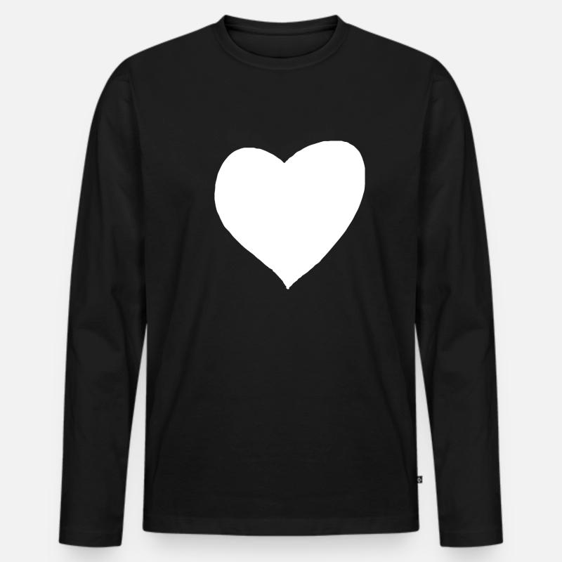 Weißes Herz Geschenkidee - Männer Premium Bio Langarmshirt - Schwarz