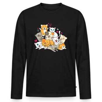 Katzenhaufen - Kawaii Kitten für Katzenbesitzer - Männer Premium Bio Langarmshirt - Schwarz - Vorne - Nico (187cm)