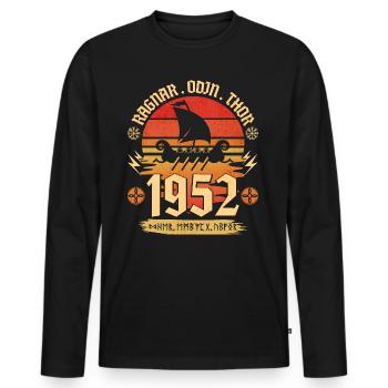 Viking Vintage 1952 70 Jahre Jubiläum - Männer Premium Bio Langarmshirt - Schwarz - Vorne - Nico (187cm)