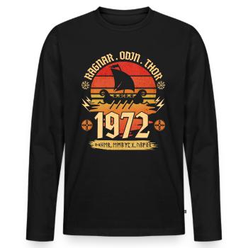 Viking Vintage 1972 50 Jahre Jubiläum - Männer Premium Bio Langarmshirt - Schwarz - Vorne - Nico (187cm)