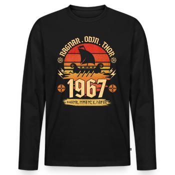 Viking Vintage 1967 55 Jahre Jubiläum - Männer Premium Bio Langarmshirt - Schwarz - Vorne - Nico (187cm)
