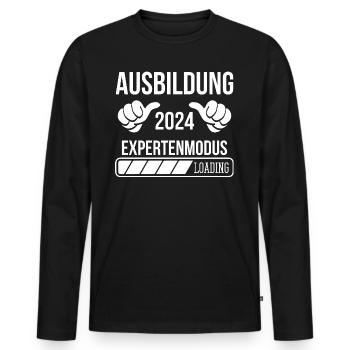 Azubi Geschenk Ausbildung 2024 Lehrling Spruch - Männer Premium Bio Langarmshirt - Schwarz - Vorne - Nico (187cm)