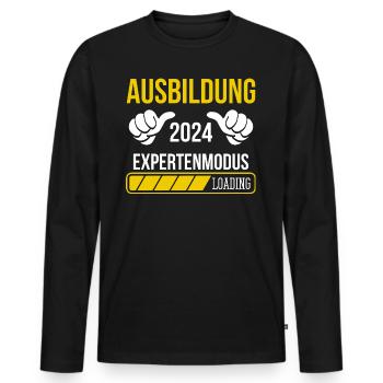Azubi Geschenk Ausbildung 2024 Lehrling Spruch - Männer Premium Bio Langarmshirt - Schwarz - Vorne - Nico (187cm)