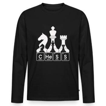 Échecs - Tableau périodique des échecs - T-shirt manches longues Premium bio Homme - noir - Devant - Nico (187cm)