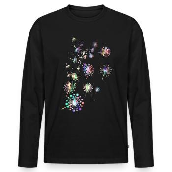 Pusteblume,,Blume,bunt, Sterne - Männer Premium Bio Langarmshirt - Schwarz - Vorne - Nico (187cm)