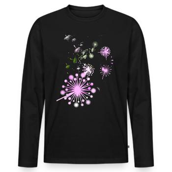 Pusteblume,Blume,bunt, Sterne - Männer Premium Bio Langarmshirt - Schwarz - Vorne - Nico (187cm)