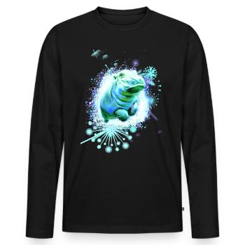Nilspferd, Graffiti, Malerei, Baby - Männer Premium Bio Langarmshirt - Schwarz - Vorne - Nico (187cm)