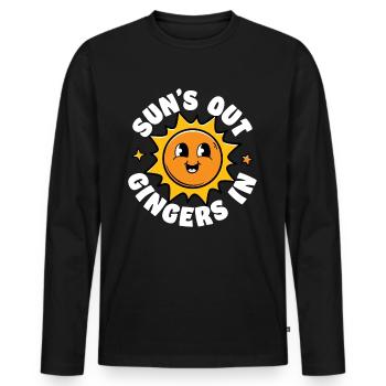 Suns Out Gingers In - Men's Premium Organic Long Sleeve Shirt - black - Front - Nico (187cm)