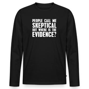 People skeptically call me humor science - Men's Premium Organic Long Sleeve Shirt - black - Front - Nico (187cm)