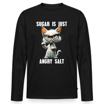 Suagar n’est qu’un mème de chat de science du sel en colère - T-shirt manches longues Premium bio Homme - noir - Devant - Nico (187cm)