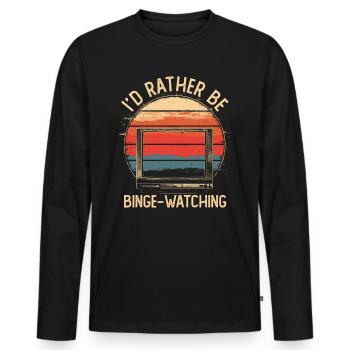 I'd Rather Be Binge Watching Movies Series Retro - Men's Premium Organic Long Sleeve Shirt - black - Front - Nico (187cm)