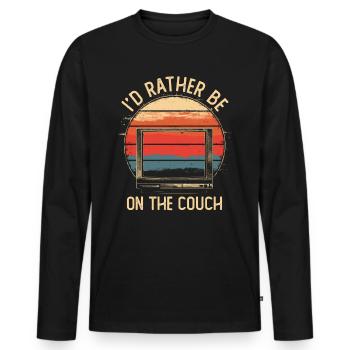 Je préfère être sur le canapé Films Série Rétro - T-shirt manches longues Premium bio Homme - noir - Devant - Nico (187cm)