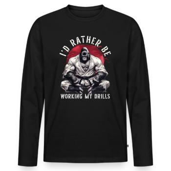 Je préfère travailler mes exercices BJJ Jiu Jitsu - T-shirt manches longues Premium bio Homme - noir - Devant - Nico (187cm)
