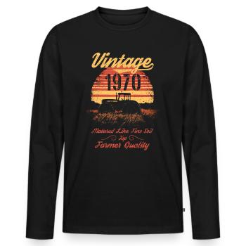 Vintage 1970 Landwirt Geburtstag Traktor Geschenk - Männer Premium Bio Langarmshirt - Schwarz - Vorne - Nico (187cm)