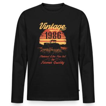 Vintage 1986 Landwirt Geburtstag Traktor Geschenk - Männer Premium Bio Langarmshirt - Schwarz - Vorne - Nico (187cm)