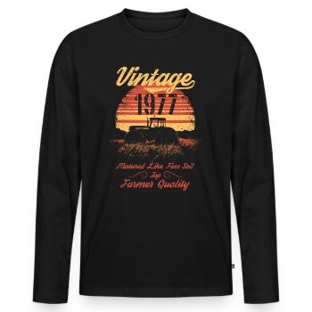 Vintage 1977 Landwirt Geburtstag Traktor Geschenk - Männer Premium Bio Langarmshirt - Schwarz - Vorne - Nico (187cm)