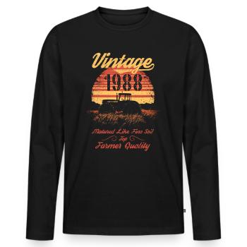 Vintage 1988 Landwirt Geburtstag Traktor Geschenk - Männer Premium Bio Langarmshirt - Schwarz - Vorne - Nico (187cm)