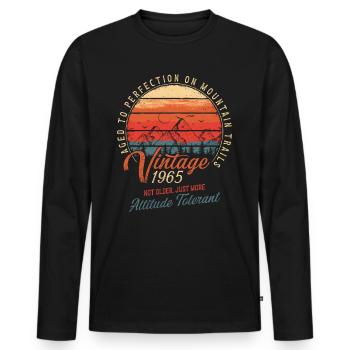 Vintage 1965 Geburtstag Wandern Berge Geschenk - Männer Premium Bio Langarmshirt - Schwarz - Vorne - Nico (187cm)
