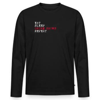 Manger dormir Vrai crime Meurtre répété Mystère Cadeau - T-shirt manches longues Premium bio Homme - noir - Devant - Nico (187cm)