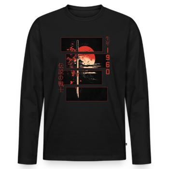 Japanische Zeichen Krieger Vintage 1960 Geburtstag - Männer Premium Bio Langarmshirt - Schwarz - Vorne - Nico (187cm)