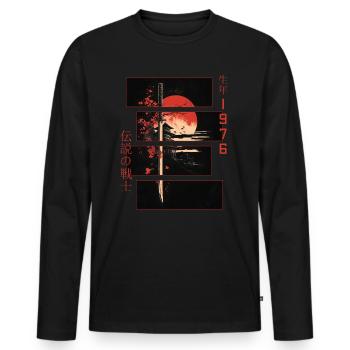 Japanische Zeichen Krieger Vintage 1976 Geburtstag - Männer Premium Bio Langarmshirt - Schwarz - Vorne - Nico (187cm)