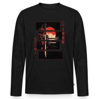 Japanische Zeichen Krieger Vintage 1988 Geburtstag - Männer Premium Bio Langarmshirt - Schwarz - Vorne - Nico (187cm)