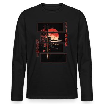 Japanische Zeichen Krieger Vintage 1998 Geburtstag - Männer Premium Bio Langarmshirt - Schwarz - Vorne - Nico (187cm)
