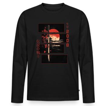 Japanische Zeichen Krieger Vintage 2008 Geburtstag - Männer Premium Bio Langarmshirt - Schwarz - Vorne - Nico (187cm)