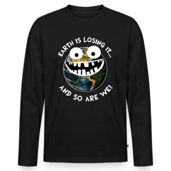 La Terre La Perdre Planète Terre Environnement Cadeau - T-shirt manches longues Premium bio Homme - noir - Devant - Nico (187cm)