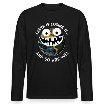 La Terre La perdre Terre Environnement Planète Durable - T-shirt manches longues Premium bio Homme - noir - Devant - Nico (187cm)