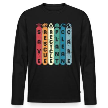 Nature Environment Recycling Earth Day Environmentalists - Men's Premium Organic Long Sleeve Shirt - black - Front - Nico (187cm)