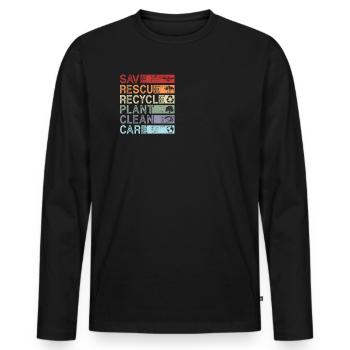 Recycling Environment Nature Earth Day Environmentalists - Men's Premium Organic Long Sleeve Shirt - black - Front - Nico (187cm)
