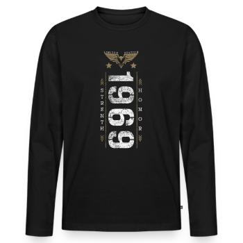 Edition Limitée 1969 Force et Honneur Anniversaire - T-shirt manches longues Premium bio Homme - noir - Devant - Nico (187cm)