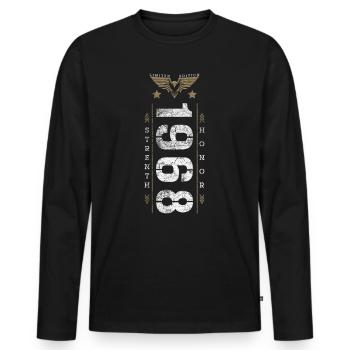 Edition Limitée 1968 Force et Honneur Anniversaire - T-shirt manches longues Premium bio Homme - noir - Devant - Nico (187cm)